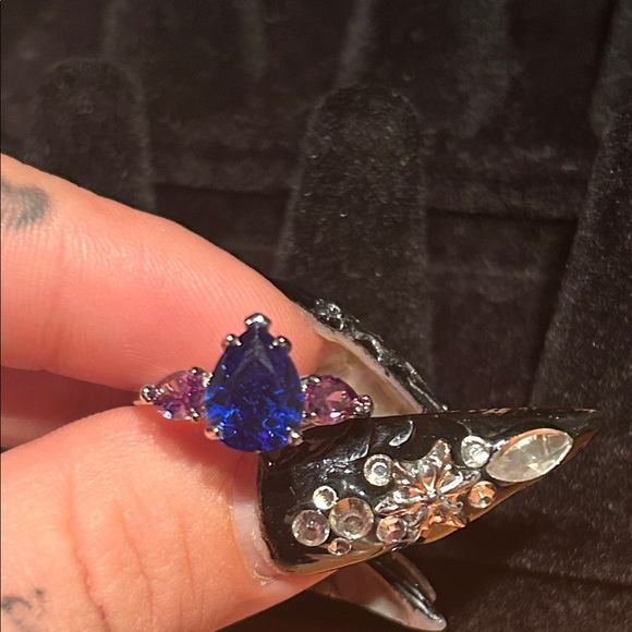 Elegant Blue and Purple Women's Ring 925 silver - Picture 9 of 9